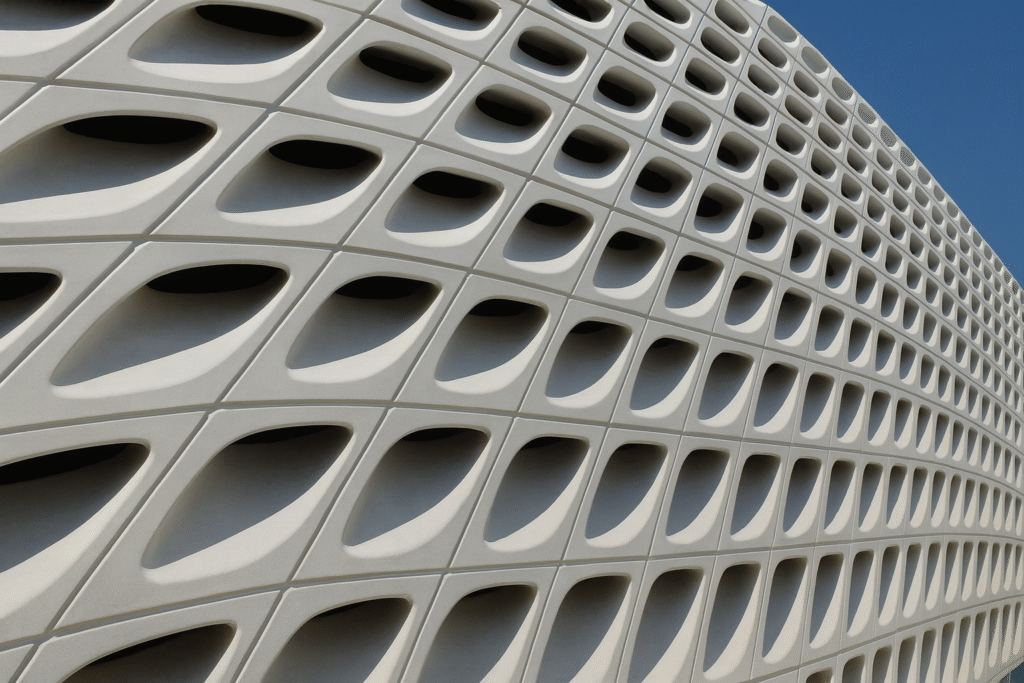 curved GFRC bench or complex facade detail