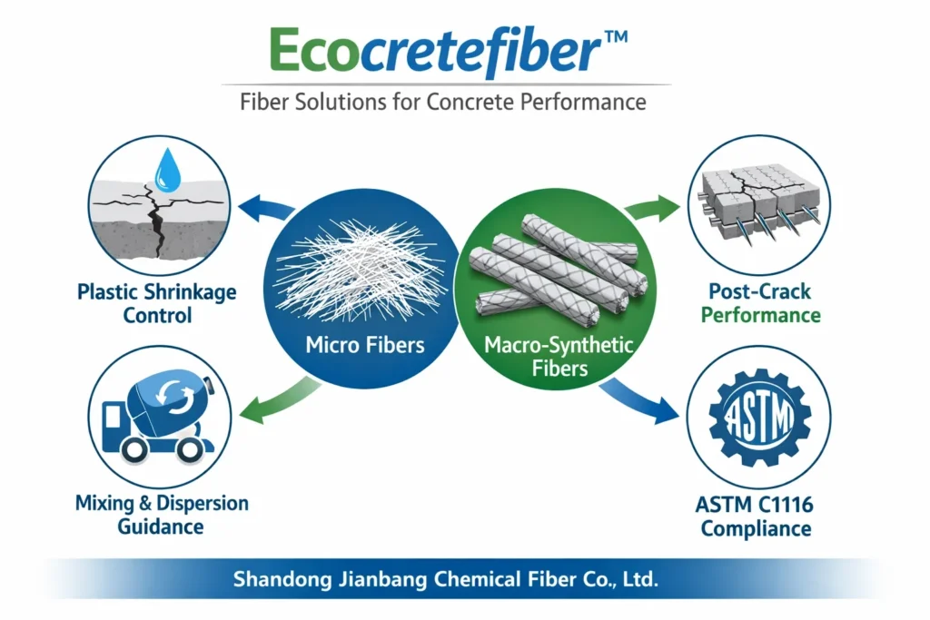 Packaged concrete fibers from Ecocretefiber™ prepared for shipment with technical support for mix design and site use