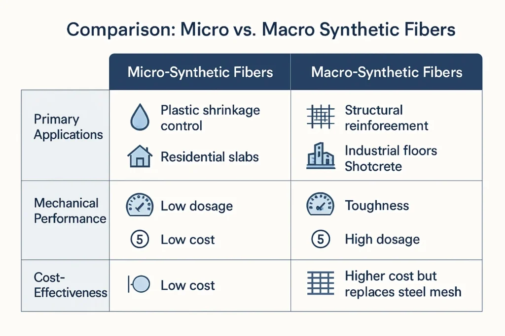 Gegenüberstellung von Mikro- und Makrosynthesefasern in Beton