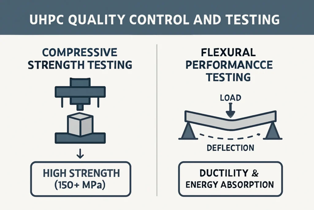 Laborversuchsaufbau für UHPC-Proben zur Überprüfung der Druck- und Biegefestigkeit