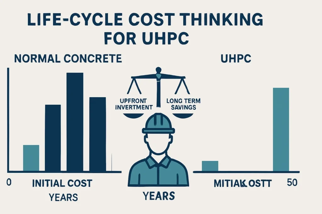 Ingenieur vergleicht die Anfangskosten mit den langfristigen Reparaturkosten für UHPC und normalen Beton