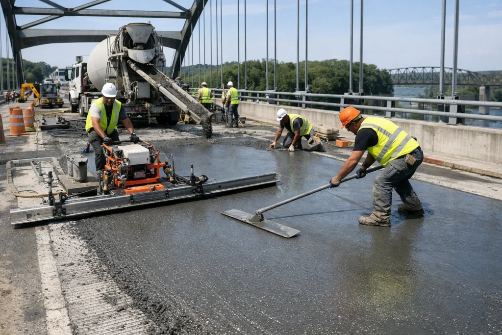 Bridge deck repair zone using a steel fiber UHPC overlay system