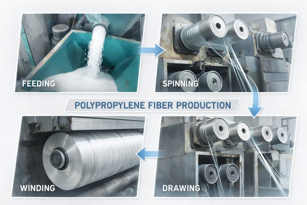 Polypropylene resin pellets and a fiber extrusion line used to manufacture polypropylene fiber