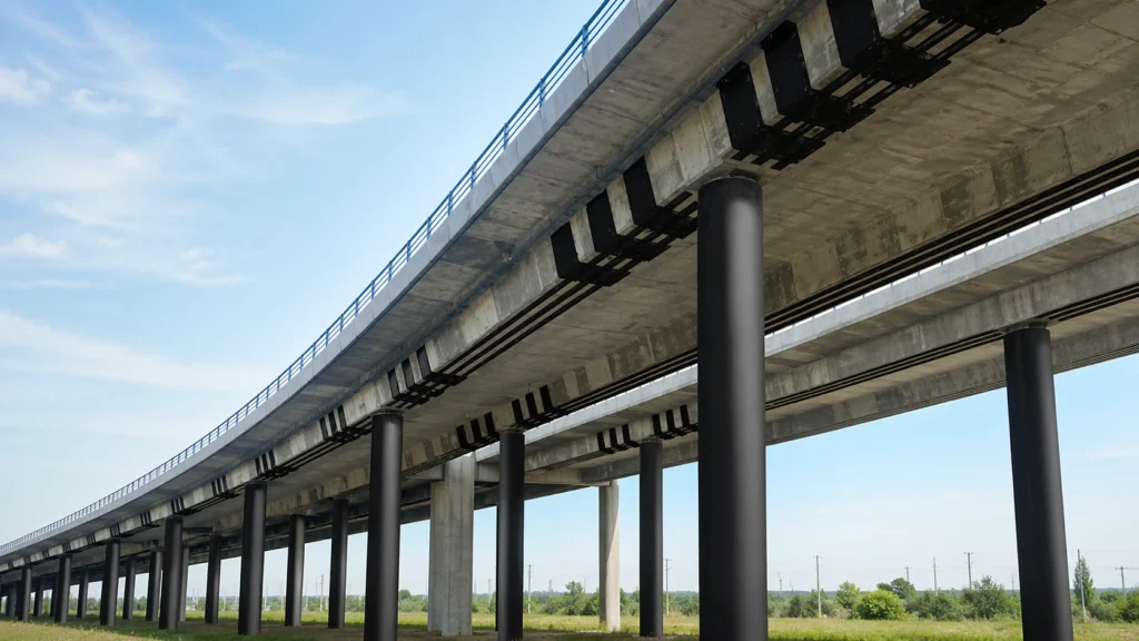 FRP sheets or laminates applied to a concrete structural member during strengthening work