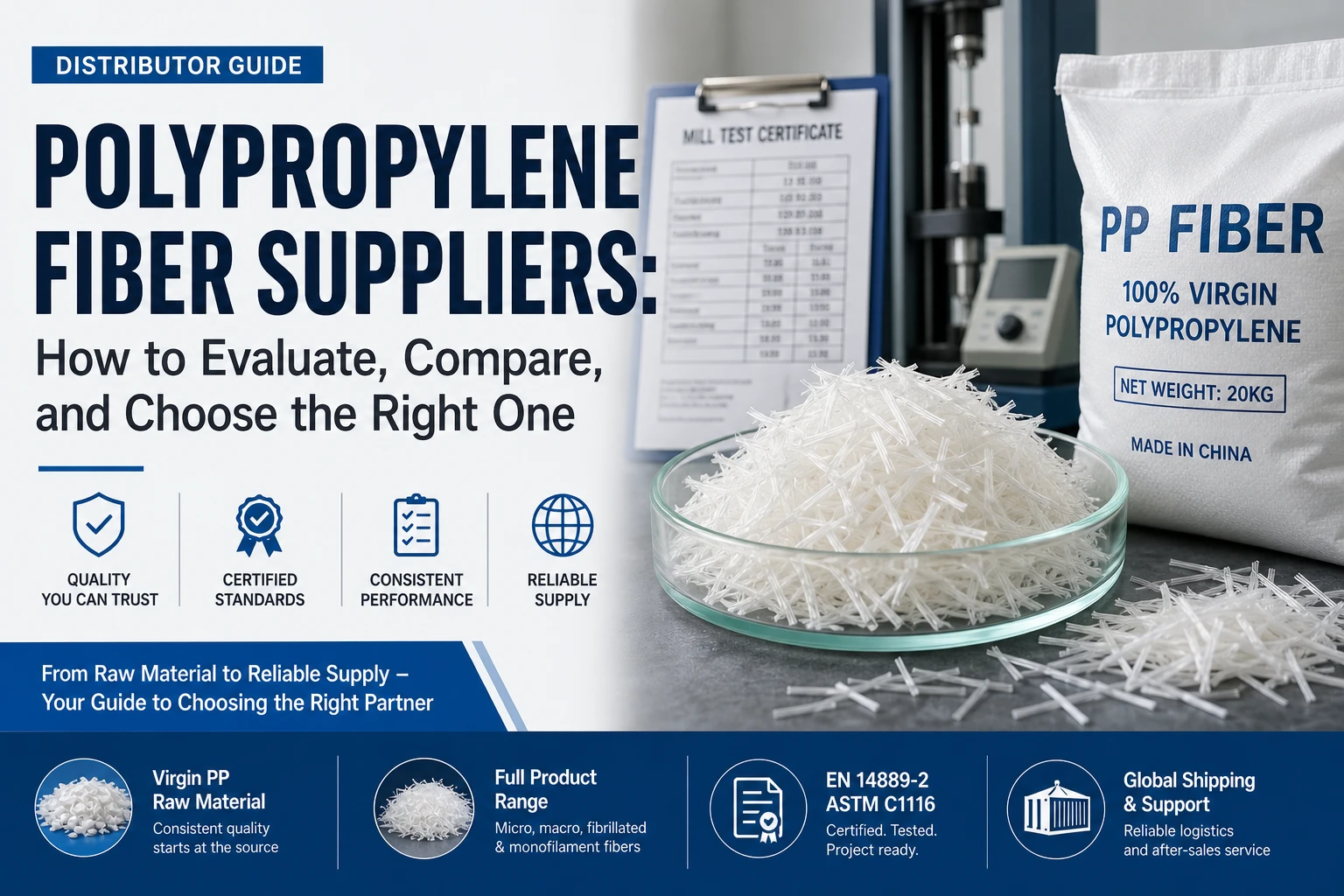Fournisseurs de fibres de polypropylène : Comment évaluer, comparer et choisir le bon