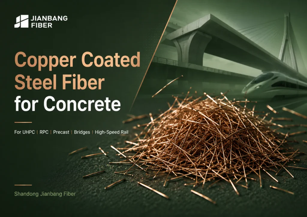 Copper coated steel fiber used in UHPC, RPC, and high-performance concrete applications