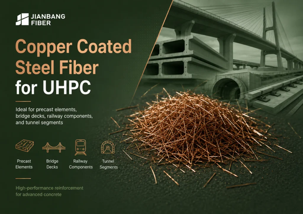 Copper coated steel fiber used in UHPC precast elements and high-performance concrete