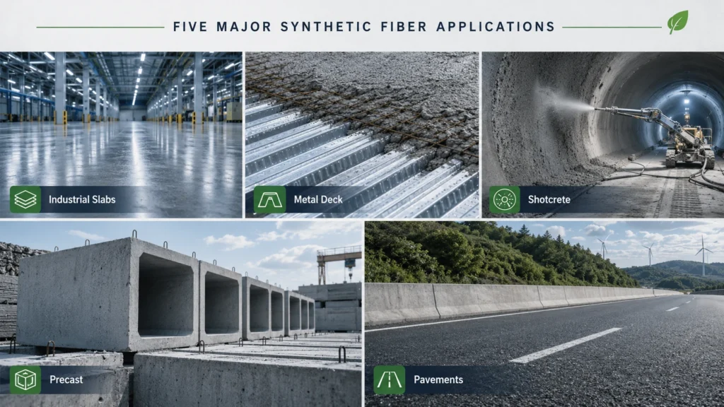 Five major applications of macro synthetic fiber for concrete distributors