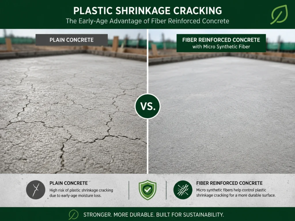 Micro synthetic fiber reducing plastic shrinkage cracks in concrete