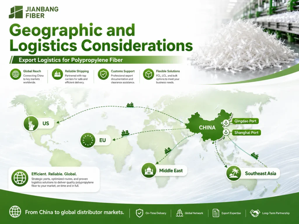 Export logistics for polypropylene fiber from China to global distributor markets