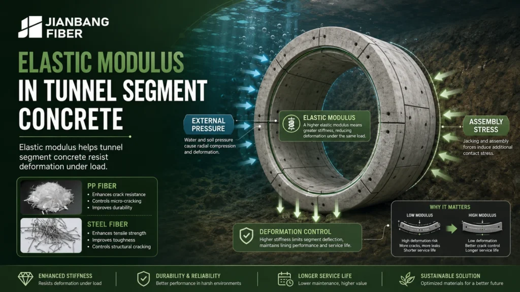 Elastic modulus helps tunnel segment concrete resist deformation under load.