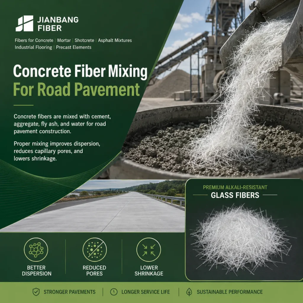 Beton lifleri, yol kaplama inşaatında çimento, agrega, uçucu kül ve su ile karıştırılır.