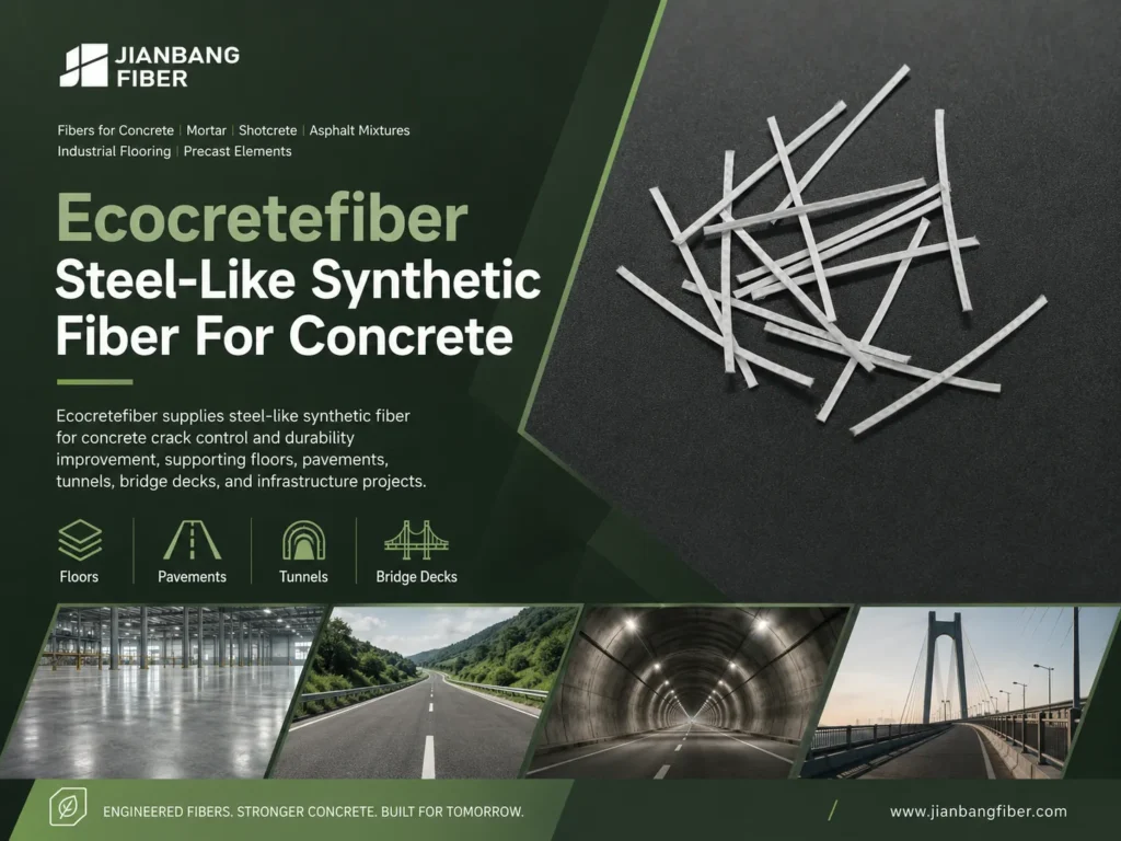 Ecocretefiber 提供具有钢材特性的合成纤维,用于控制混凝土裂缝并提高其耐久性。.