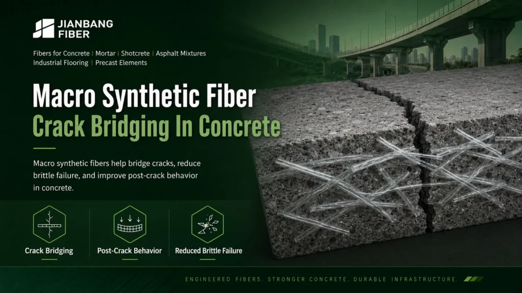 Macro synthetic fibers bridge cracks inside concrete and slow crack development.