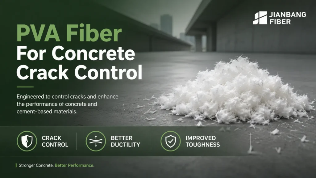 PVA fibers are used in concrete to improve crack control and toughness.