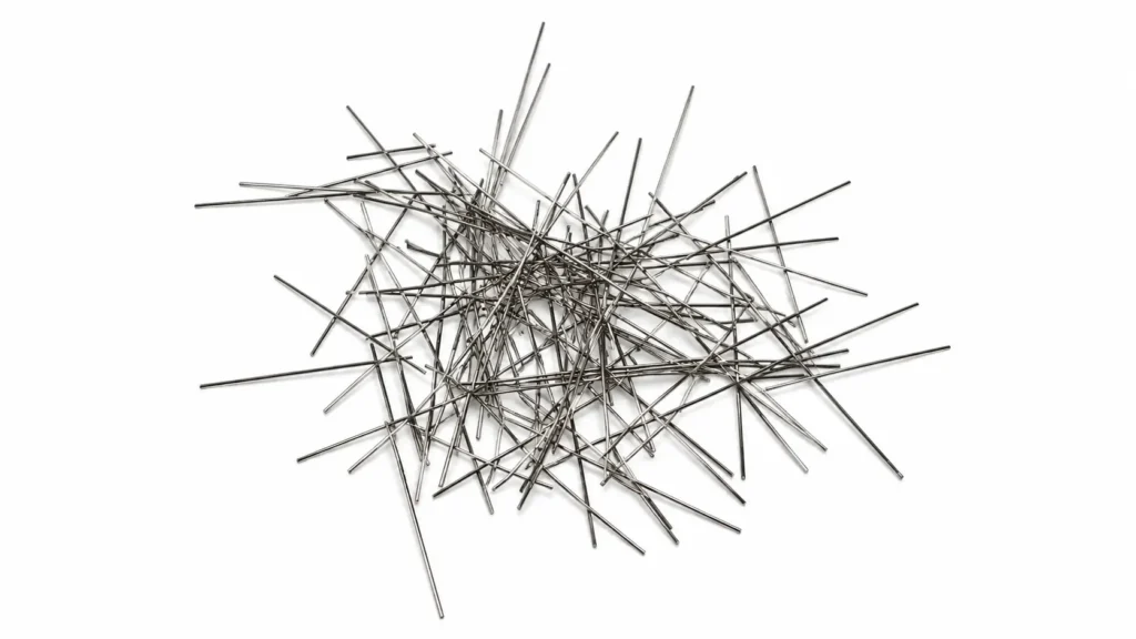 Fibra de aço reta utilizada como reforço de concreto para proporcionar tenacidade, durabilidade e resistência a fissuras.