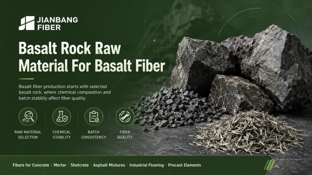 Natural basalt rock is selected and processed as raw material for basalt fiber production.