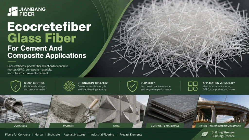 Ecocretefiber supplies glass fiber and concrete fiber solutions for crack control and composite reinforcement.